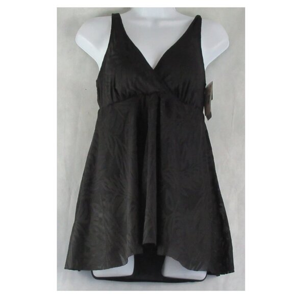 Swim Solutions Women's Tummy-Control One-Piece Swim Dress Swimsuit, Black, 10 - Picture 4 of 6